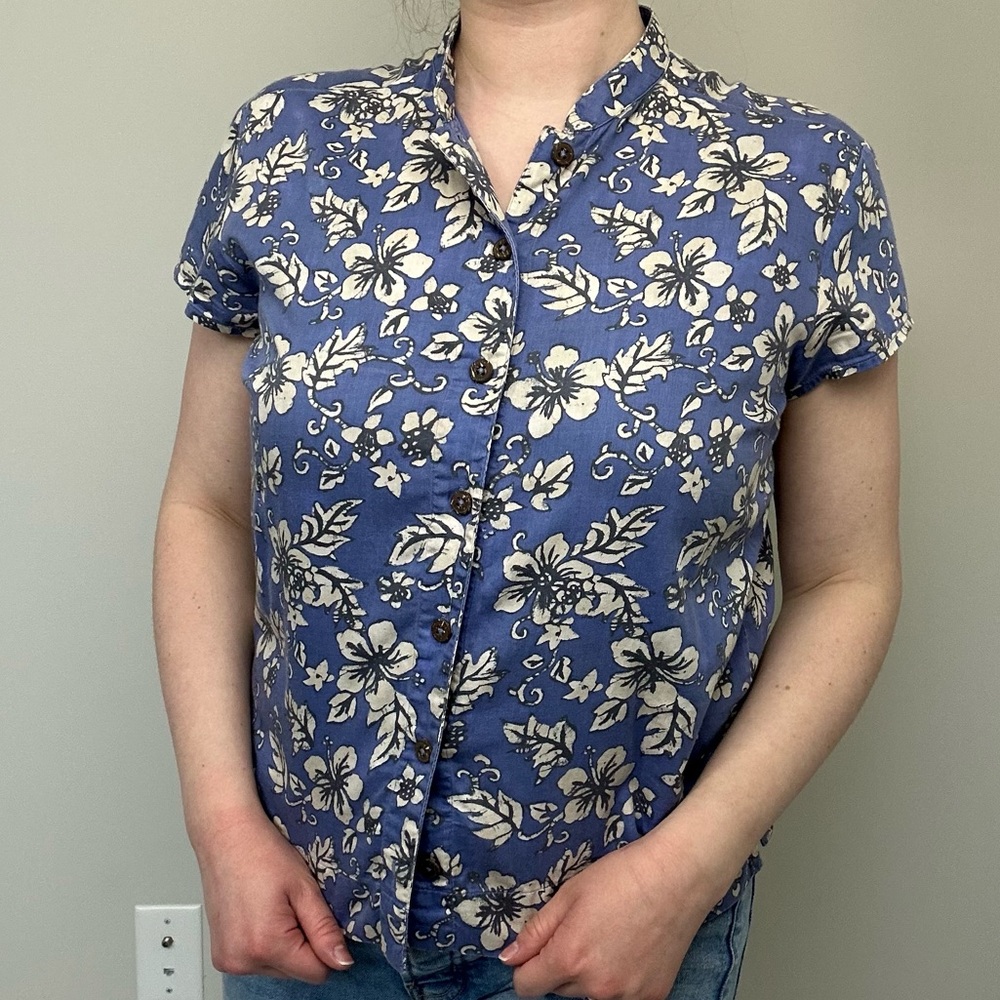Patagonia Pataloha Blue Floral Hawaiian Shirt M